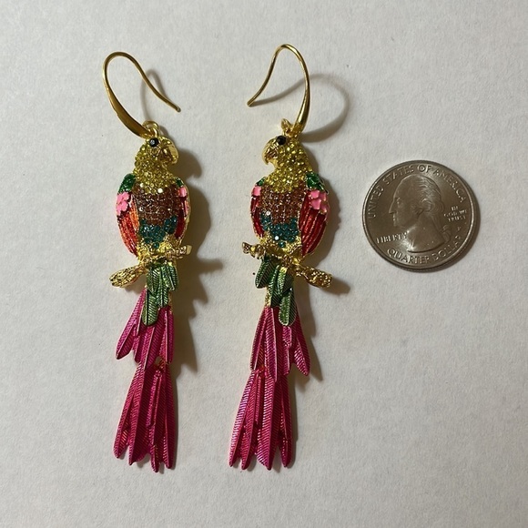 Parrot Bird Drop Earrings - Picture 9 of 13